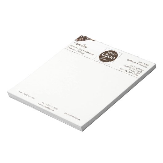 Rustikale Kaffeebohnen Coffee Shop - Ihr Logo Notizblock (Rotiert)