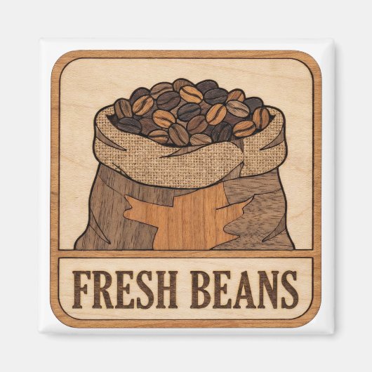 Rustikale Kaffeebohnen Magnet (Vorne)