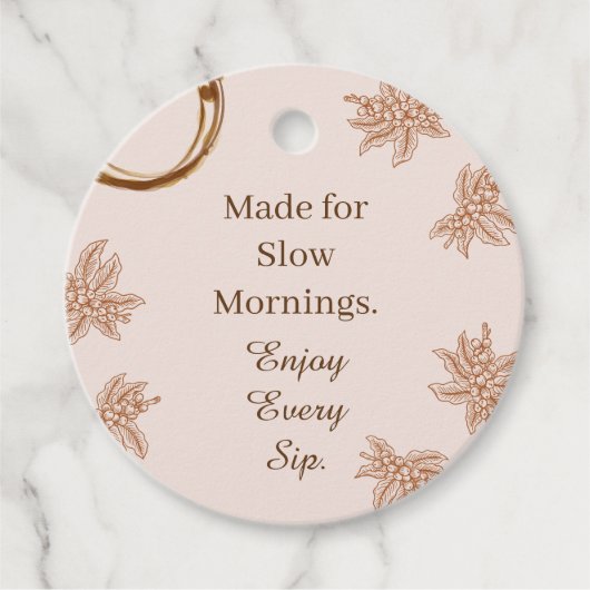Rustikale Kaffeegeschenk-Anhänger Langsame Morgen Geschenkanhänger (Vorderseite)