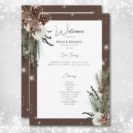 Rustikale Kakao-Braun-Kiefer-Winter-Sparkle Hochze Programm