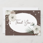 Rustikale Kakao Pine Winter Sparkle Hochzeit Dankeskarte (Vorderseite)