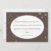 Rustikale Kakao Pine Winter Sparkle Hochzeit Dankeskarte (Rückseite)