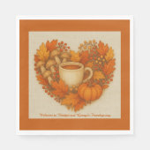 rustikale Kakao-Tasse und Herbstblätter Serviette (Vorderseite)