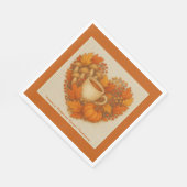 rustikale Kakao-Tasse und Herbstblätter Serviette (Ecke)