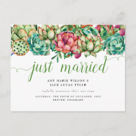 Rustikale Kakteen Hochzeitsankündigung Postkarte