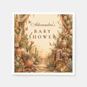 Rustikale Kaktus Boho-Baby-Party Serviette (Vorderseite)
