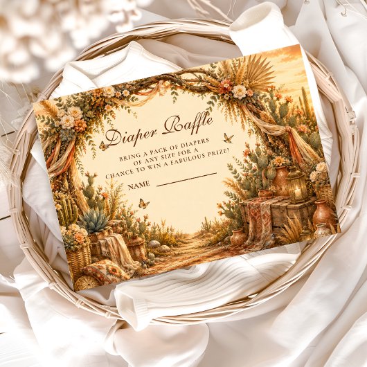 Rustikale Kaktus-Boho-Windel-Raffle Begleitkarte