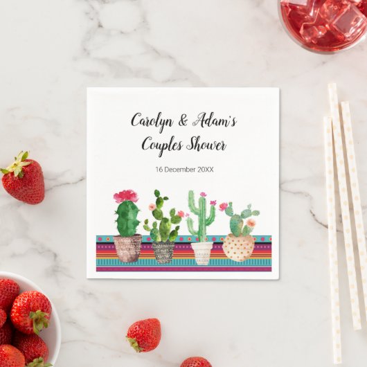 Rustikale Kaktus Paare Dusche Napkin Serviette (Beispiel)