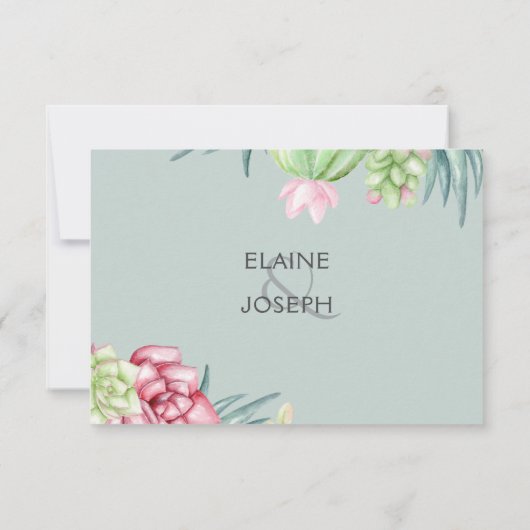 Rustikale Kaktus Rose Blumenhochzeit RSVP Karte (Rückseite)