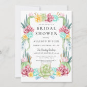 Rustikale Kaktus Rose Blumenkohl Brautparty Einladung (Vorderseite)