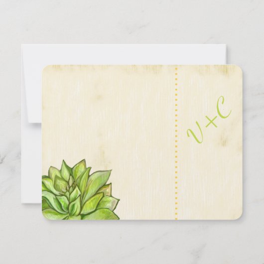 Rustikale Kaktus Sukkulente moderne Typografie Hoc RSVP Karte (Rückseite)