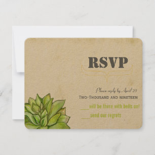 Rustikale Kaktus-Sukkulenten-Moderne-Typografie-Ho RSVP Karte