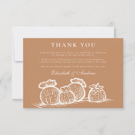 Rustikale Kaktus Wüstenlandschaft Hochzeit Dankeskarte (Vorderseite)