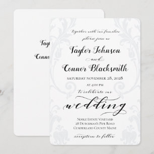 Rustikale Kalligrafie Acanthus Damask Hochzeit Einladung