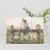 Rustikale Kalligrafie | Ankündigung Gerettet (Stehend Vorderseite)