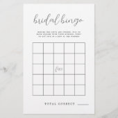 Rustikale Kalligrafie Bingo Brautparty Game (Vorderseite)