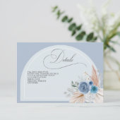 Rustikale Kalligrafie Boho Dusty Blue Pampas Detai Begleitkarte (Stehend Vorderseite)