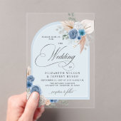 Rustikale Kalligrafie Boho Dusty Blue Pampas Weddi Acryleinladungen (Insitu (Handheld))