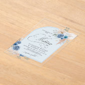 Rustikale Kalligrafie Boho Dusty Blue Pampas Weddi Acryleinladungen (Ablage )