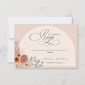 Rustikale Kalligrafie Boho Terracotta Pampas Weddi RSVP Karte (Vorderseite)