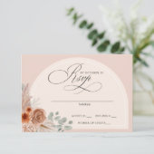 Rustikale Kalligrafie Boho Terracotta Pampas Weddi RSVP Karte (Stehend Vorderseite)
