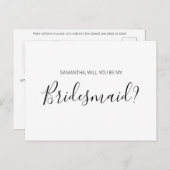 Rustikale Kalligrafie Foto Bridesmaid Vorschlag Postkarte (Vorne/Hinten)