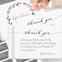 Rustikale Kalligrafie Hochzeit Danke Karte