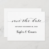 Rustikale Kalligrafie-Hochzeit rettet das Datum Einladung (Vorne/Hinten)