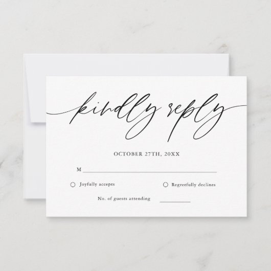 Rustikale Kalligrafie-Hochzeitkarte RSVP Karte (Vorderseite)