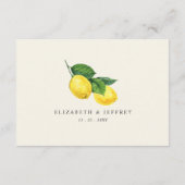 Rustikale Kalligrafie Lemon Citrus Sommer Hochzeit Begleitkarte (Rückseite)