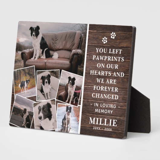 Rustikale Kalligrafie Pet Memorial Foto Collage Pl Fotoplatte (Seite)
