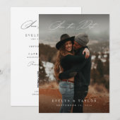 Rustikale Kalligrafie-Schrift-QR-Code-Hochzeitsfot Save The Date (Vorne/Hinten)
