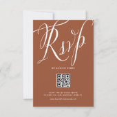 Rustikale Kalligrafie Terracotta QR Code Wedding RSVP Karte (Vorderseite)