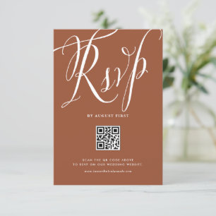Rustikale Kalligrafie Terracotta QR Code Wedding RSVP Karte