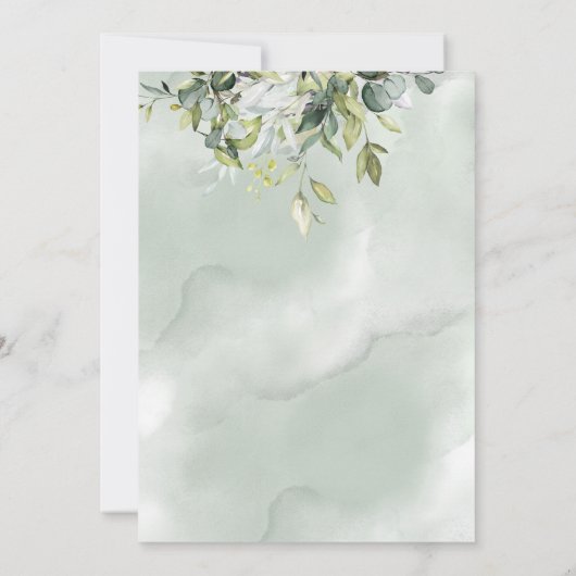 Rustikale Kalligraphie Grüne Eukalyptus Quinceaner Einladung (Rückseite)