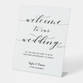 Rustikale Kalligraphie heißt Sie auf unserer Hochz Sockelschild (Vorderseite)