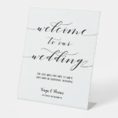 Rustikale Kalligraphie heißt Sie auf unserer Hochz Sockelschild (Vorderseite)