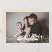 Rustikale Kalligraphie & Schneeflocken Foto Feiertagskarte (Vorne/Hinten)