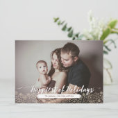 Rustikale Kalligraphie & Schneeflocken Foto Feiertagskarte (Stehend Vorderseite)