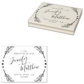 Rustikale kalligraphische Wreath Wedding-Rücksende Gummistempel (Stempel)