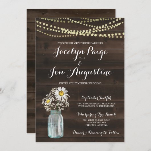 Rustikale Kamille/Gänseblümchen der Einladung (Vorne/Hinten)