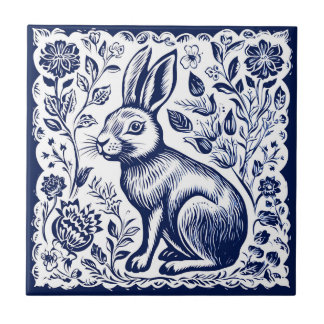 Rustikale Kaninchen-Keramik Fliese