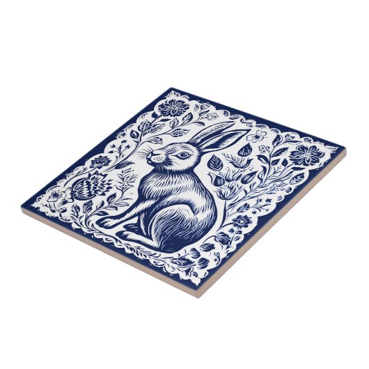 Rustikale Kaninchen-Keramik Fliese (Seite)