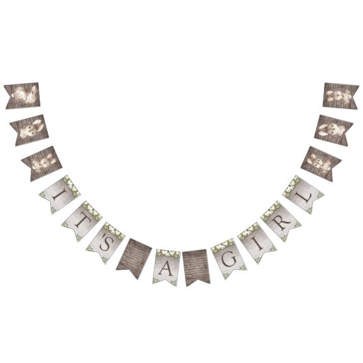 Rustikale Kaninchenbraun und weiße Babydusche Wimpelkette (Alle)