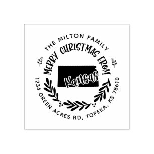 rustikale Kansas fröhliche Weihnachtsstimmung Rück Gummistempel