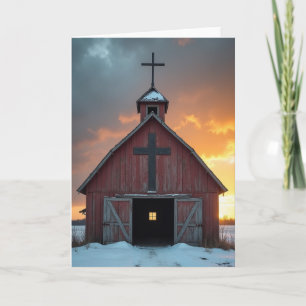 Rustikale Kapellen-Weihnachtskarte Karte