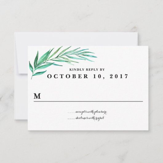Rustikale Karettgrün - Hochzeitskarte RSVP Karte (Vorderseite)