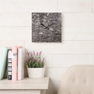 Rustikale karibische Korallensteinwand 5 Quadratische Wanduhr