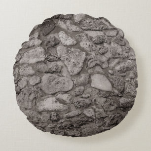 Rustikale karibische Korallensteinwand 5 Rundes Kissen
