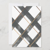 Rustikale Kariert Grau- und Goldfeier Einladung (Rückseite)